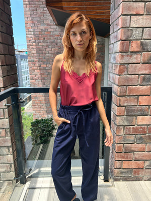 PANTALON LINO AZUL