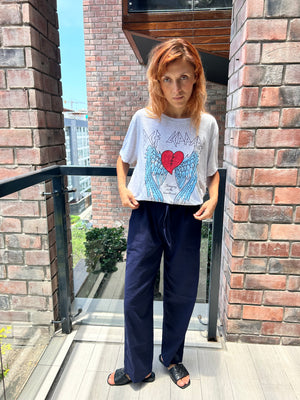 PANTALON LINO AZUL