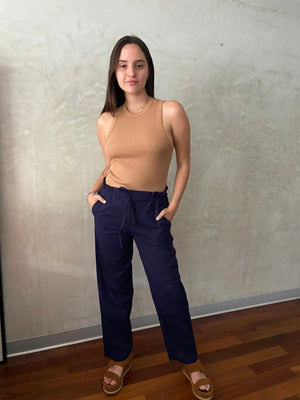 PANTALON LINO AZUL