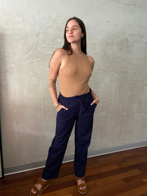 PANTALON LINO AZUL